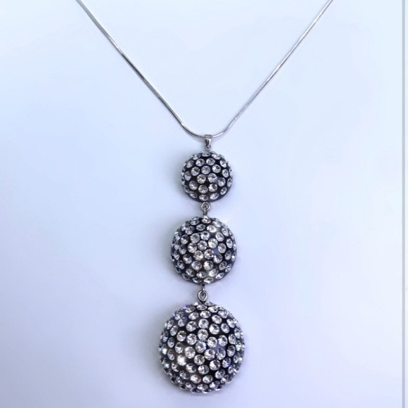 Black Acrylic necklace with chain, embellished with genuine Swarovski crystals - Picture 6 of 7